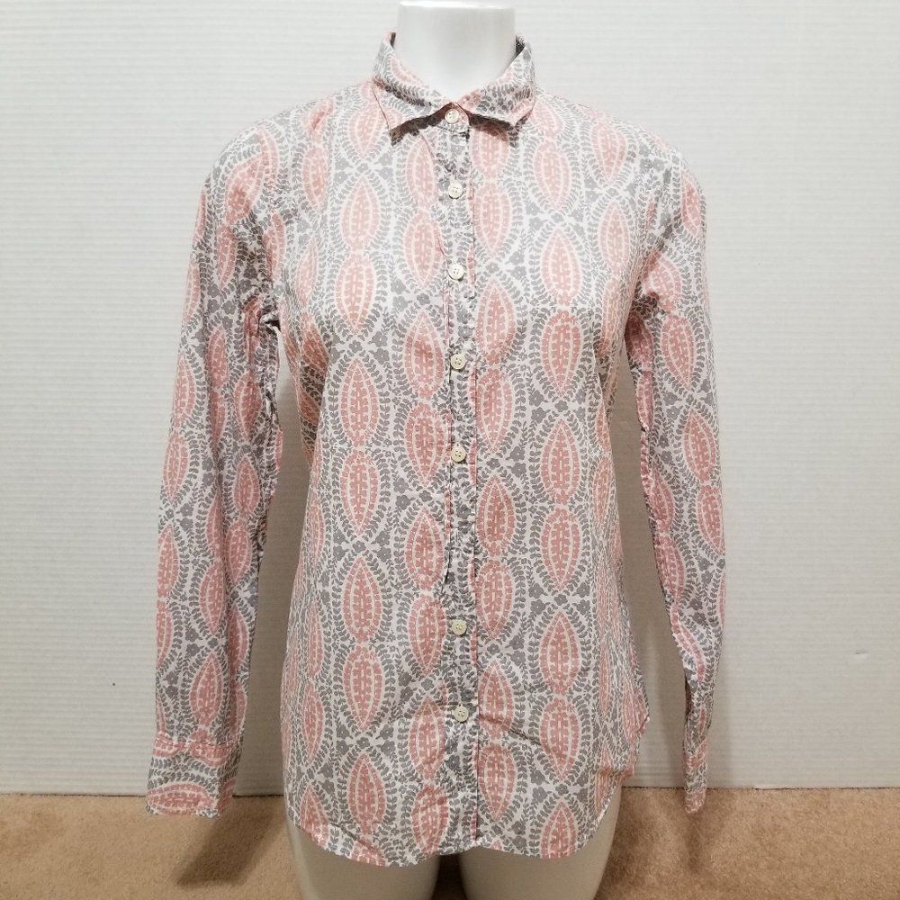 J.Crew top Small Perfect Classic Button-Down Printed Cotton paisley floral darts